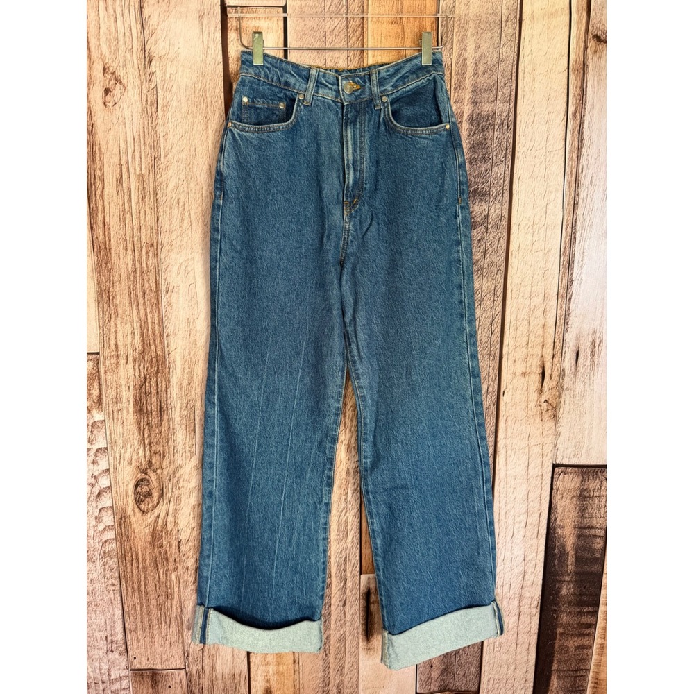 Pilcro Jeans Austyn High-Rise Cuffed Wide-Leg Classic Casual Medium Wash Size 28